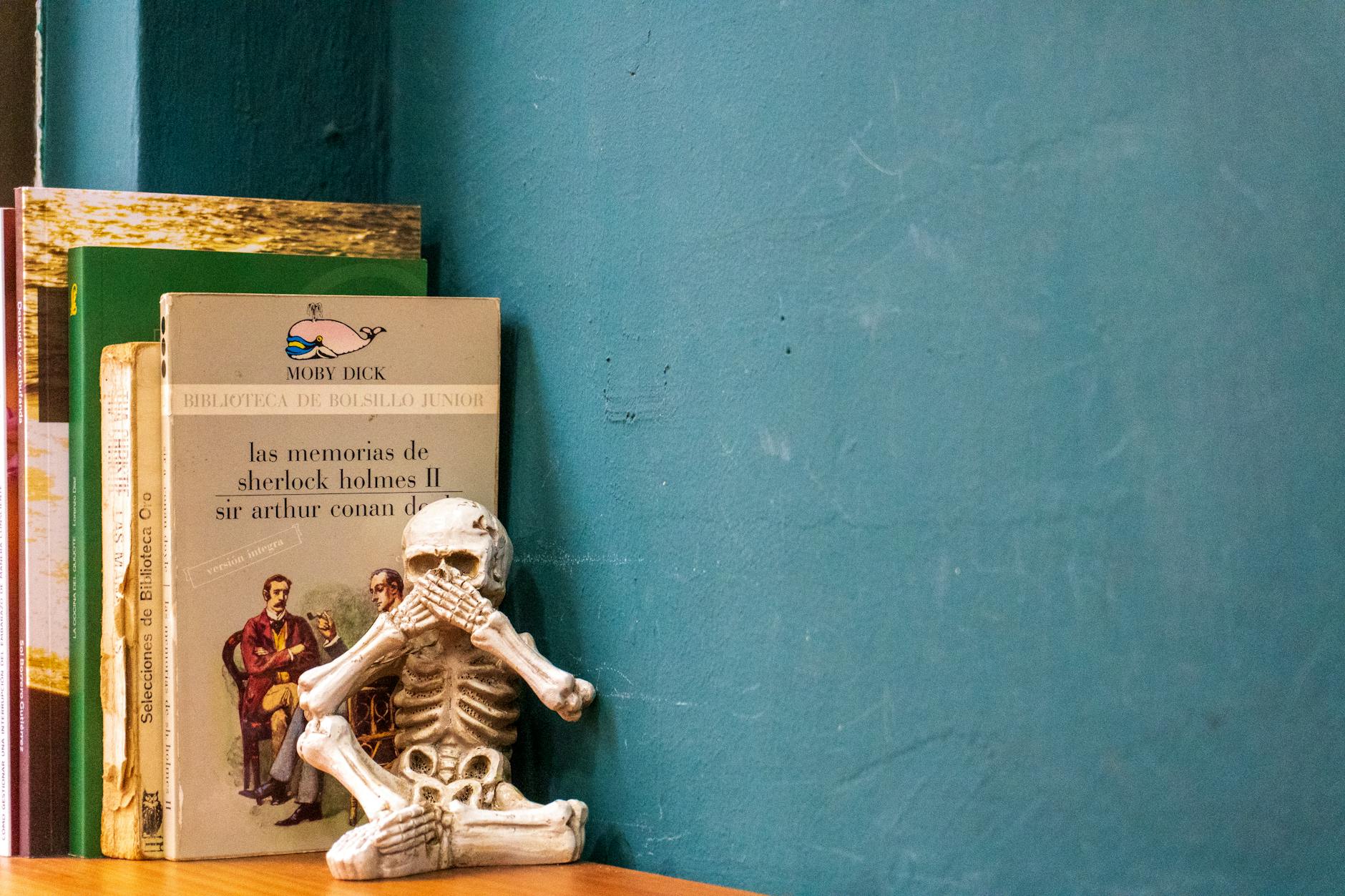 skeleton figurine on a shelf