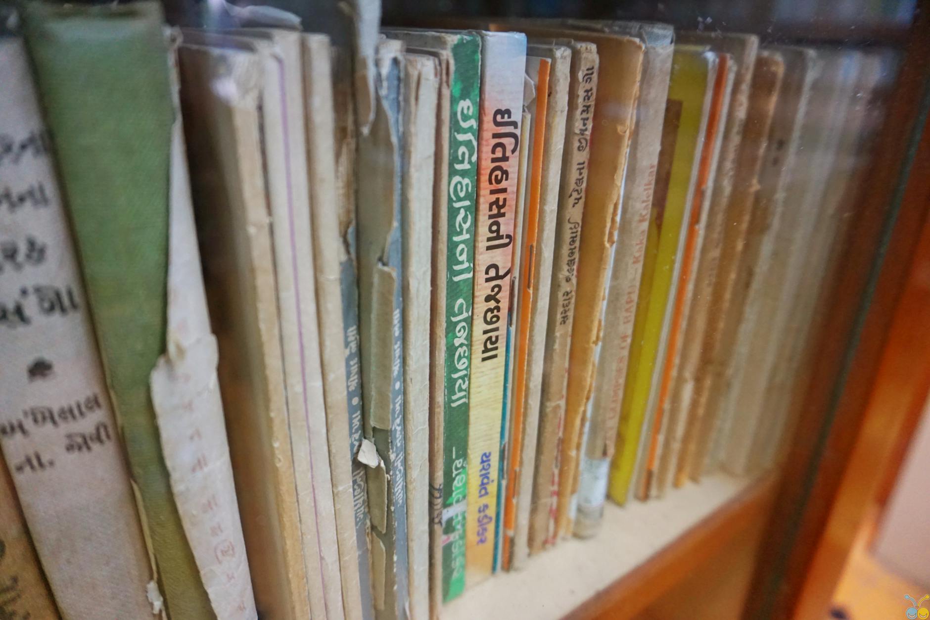 books in wooden bookshelf