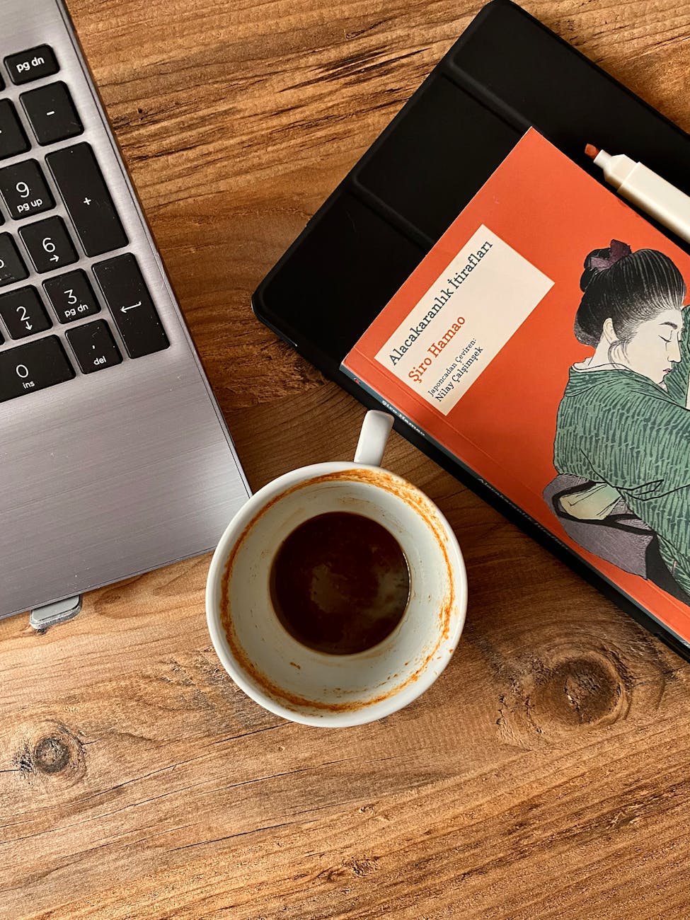 cozy workspace with coffee and literature